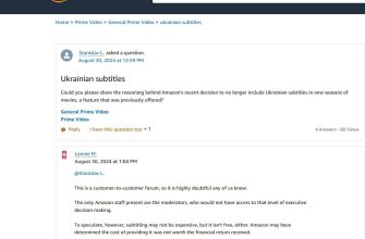 Amazon Prime Video лишает украинцев субтитров в новых релизах